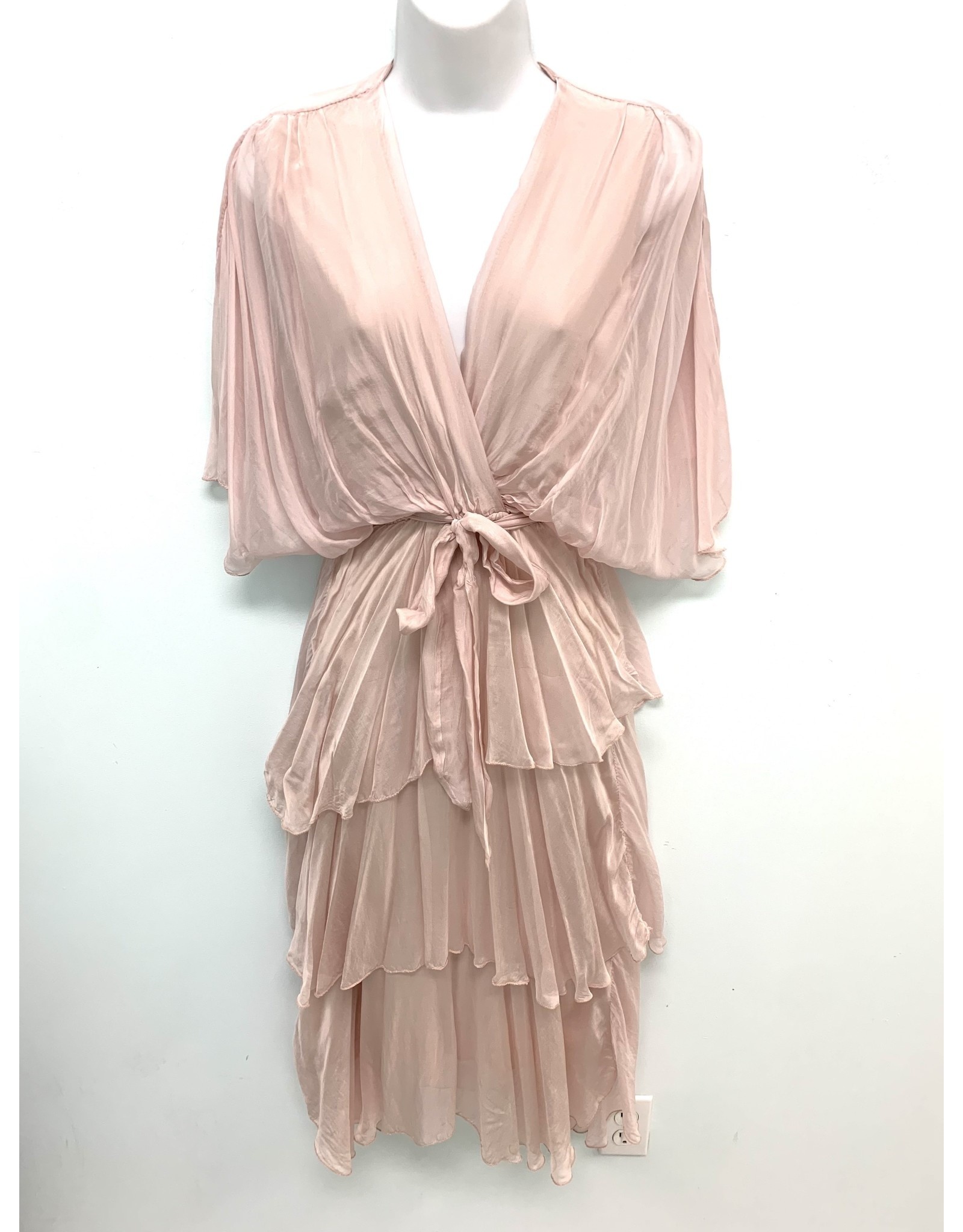 Pink Midi Ruffle Dress