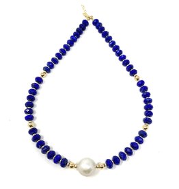 Fct. Lapis & Baroque Pearl Necklace