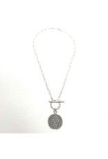 Silver Coin Paperclip Chain Drop