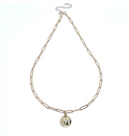 "M" Initial Paperclip Necklace