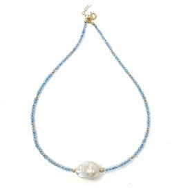 A+ Baroque & Blue Topaz Necklace