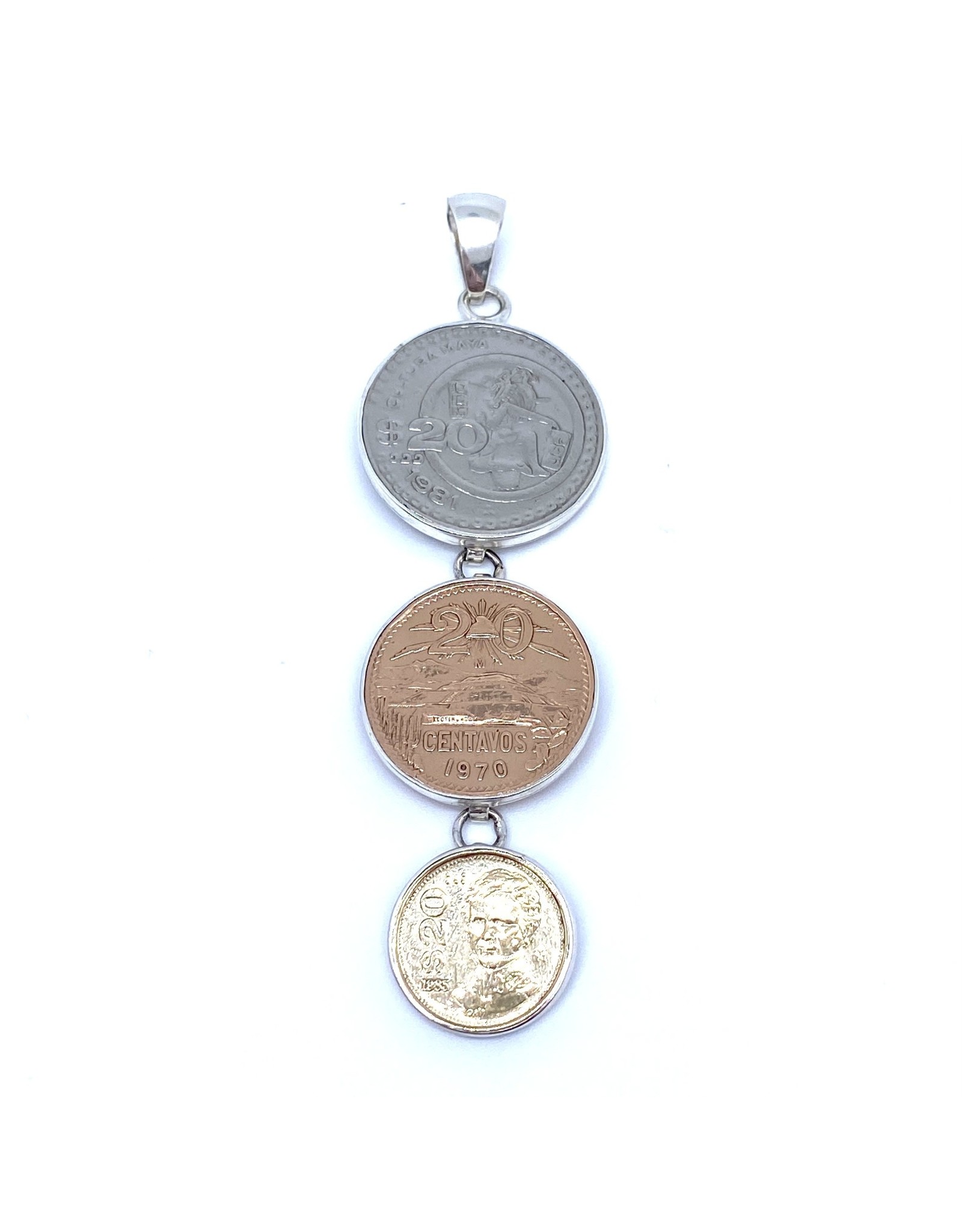 Charles Albert Sterling Triple Coin Pendant
