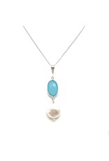 Chalcedony & Coin Pearl Pendant