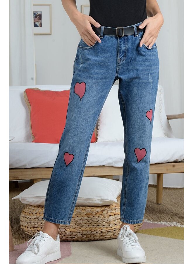 JEANS WITH HEART EMBROIDERY