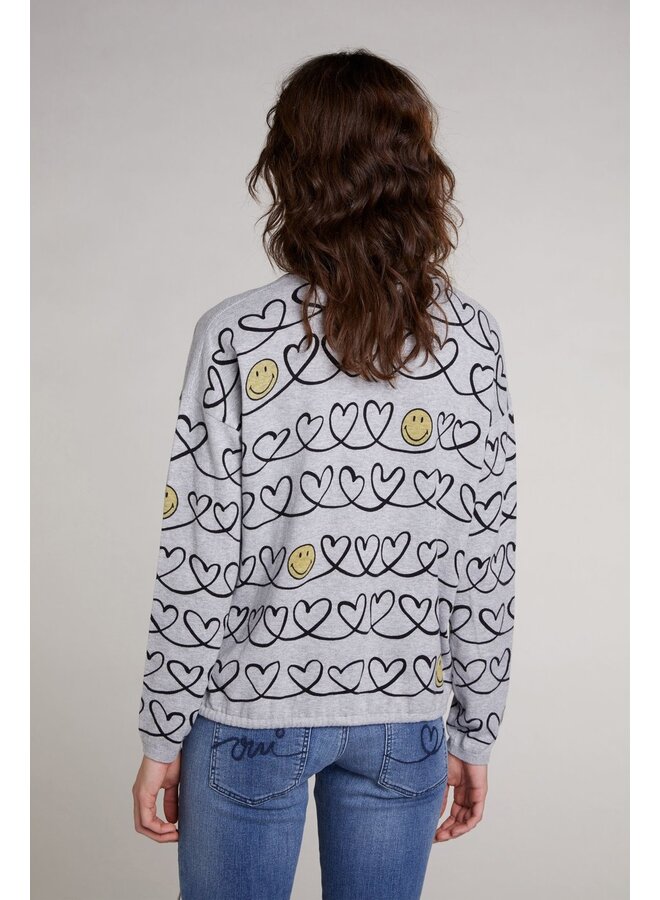 PULL COEUR ÉMOJI GRIS