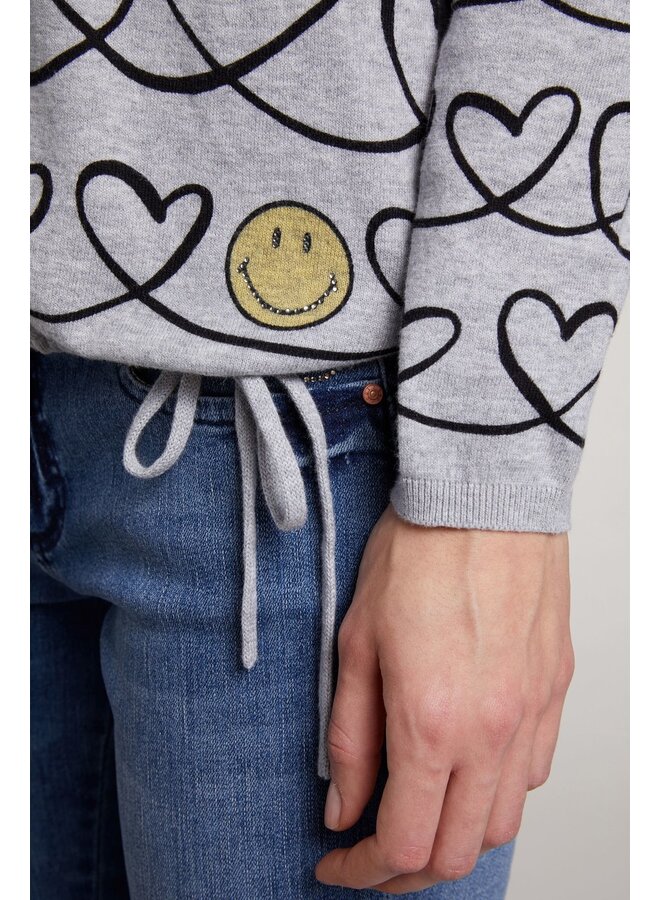 GREY EMOJI HEART SWEATER