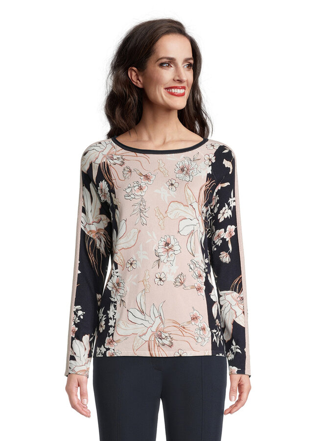 NAVY/PINK FLORAL KNIT