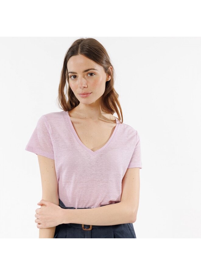 T-SHIRT DARLA COL V MAUVE