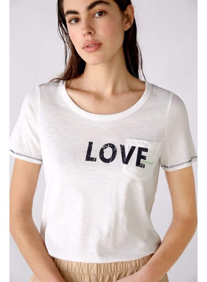 T-SHIRT "LOVE" COL ROND BLANC