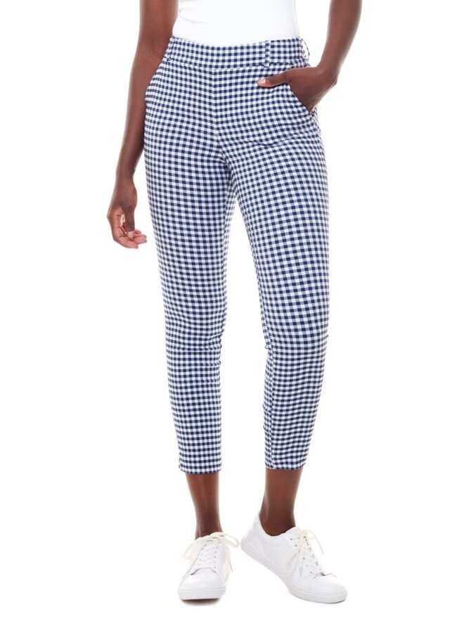 PANT. GWYNETH CARREAUX BLEU