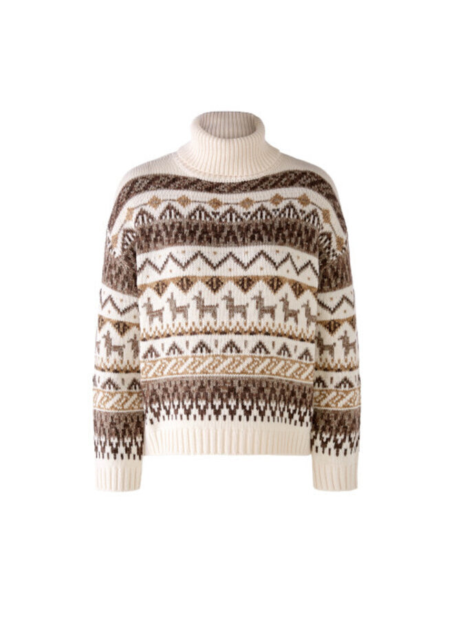 BROWN/CREAM LAMA SWEATER