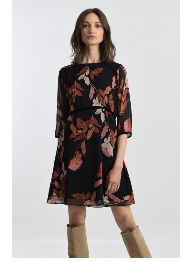 ROBE IMP. FLORAL NOIR