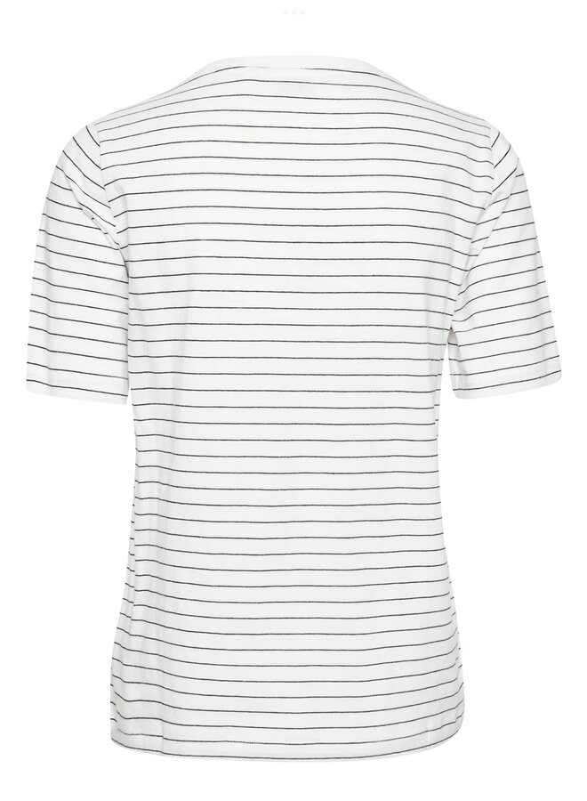 "BONHEUR" STRIPPED WHITE T-SHIRT