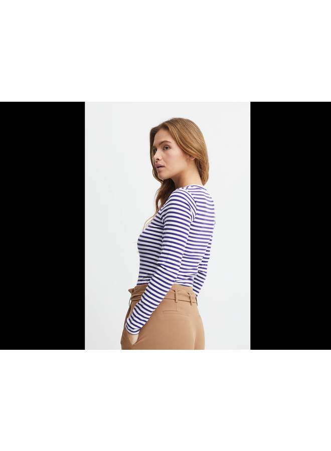 PURPLE/WHITE STRIPED PESSY SWEATER