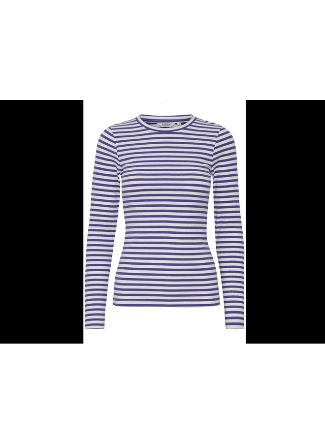 PURPLE/WHITE STRIPED PESSY SWEATER