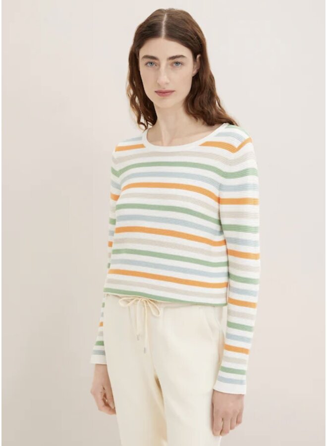 STRIPPED GREEN AND ORANGE SWEATER