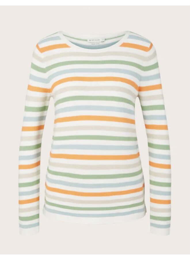 STRIPPED GREEN AND ORANGE SWEATER