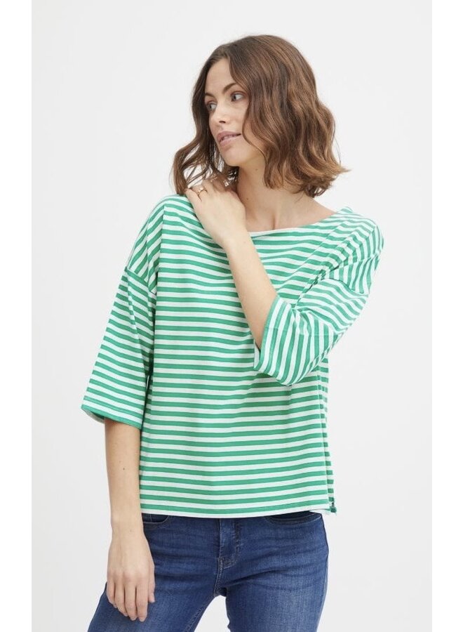 STRIPPED GREEN AND WHITE T-SHIRT