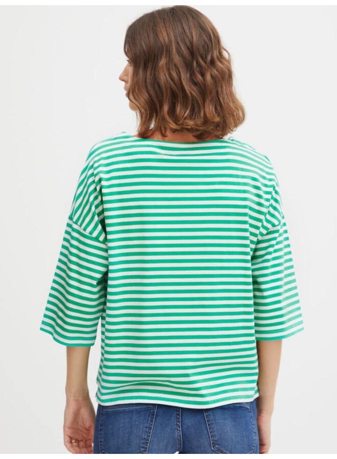 STRIPPED GREEN AND WHITE T-SHIRT