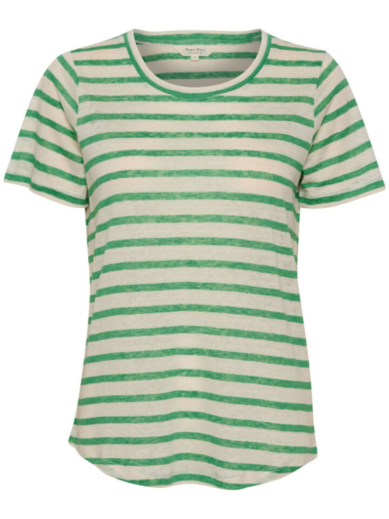 PART TWO STRIPPED GREEN/WHITE T-SHIRT