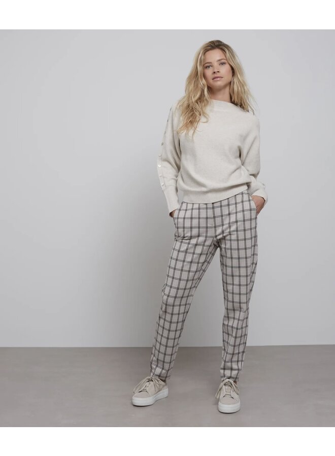BEIGE CHECKED CHINO PANTS