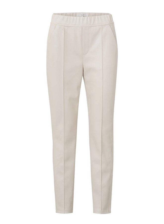 CREAM FAUX LEATHER TROUSERS