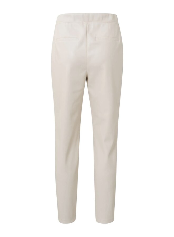 CREAM FAUX LEATHER TROUSERS