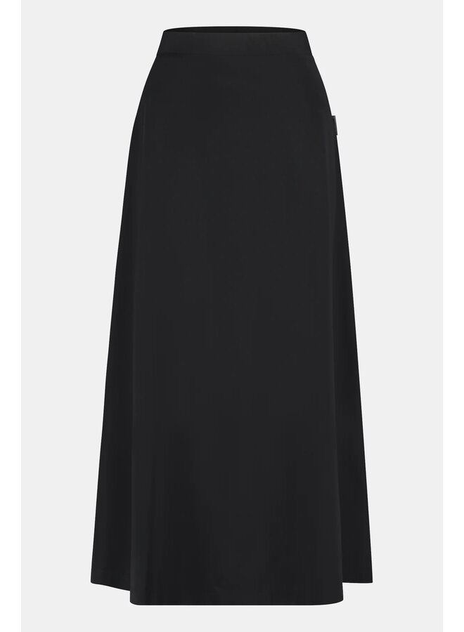 BLACK TECHNO LONG SKIRT