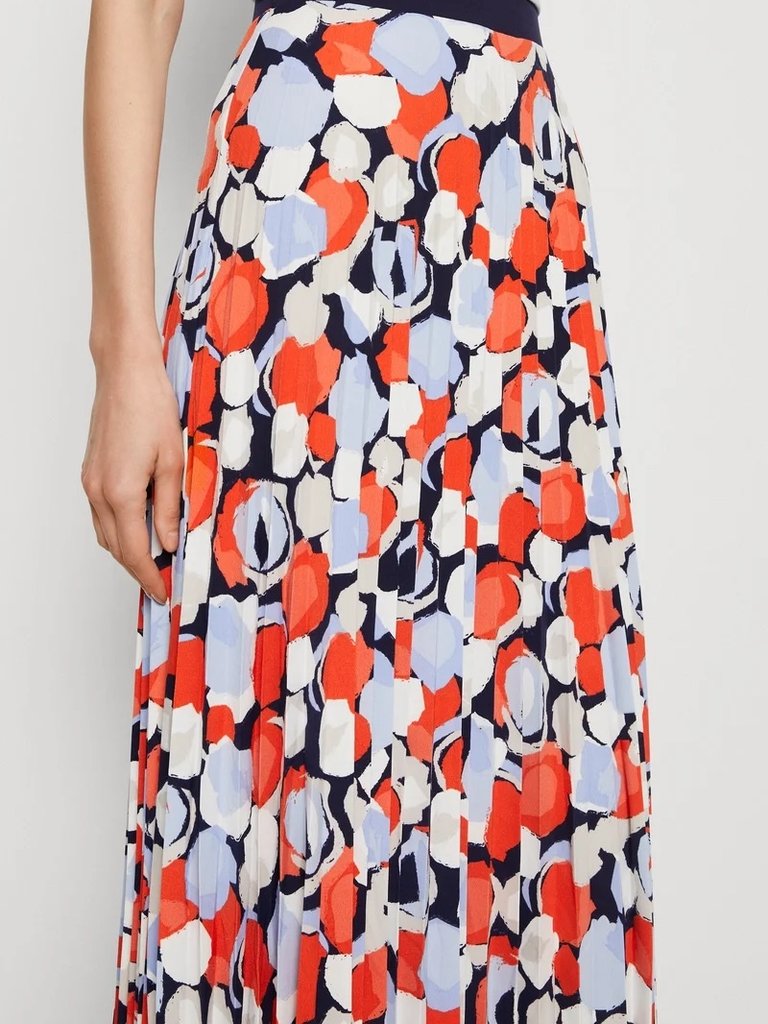 TOM TAILOR CORAL NAVY PATTERN PLEATED SKIRT