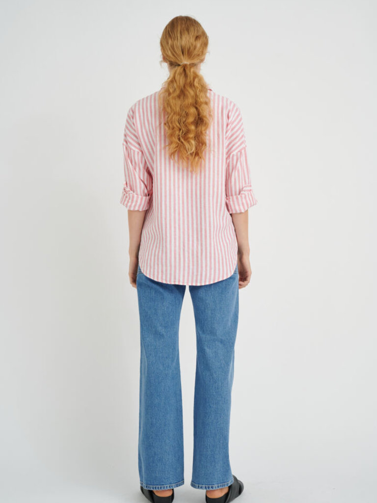 IN WEAR AMOS PINK/WHITE STRIPED BLOUSE