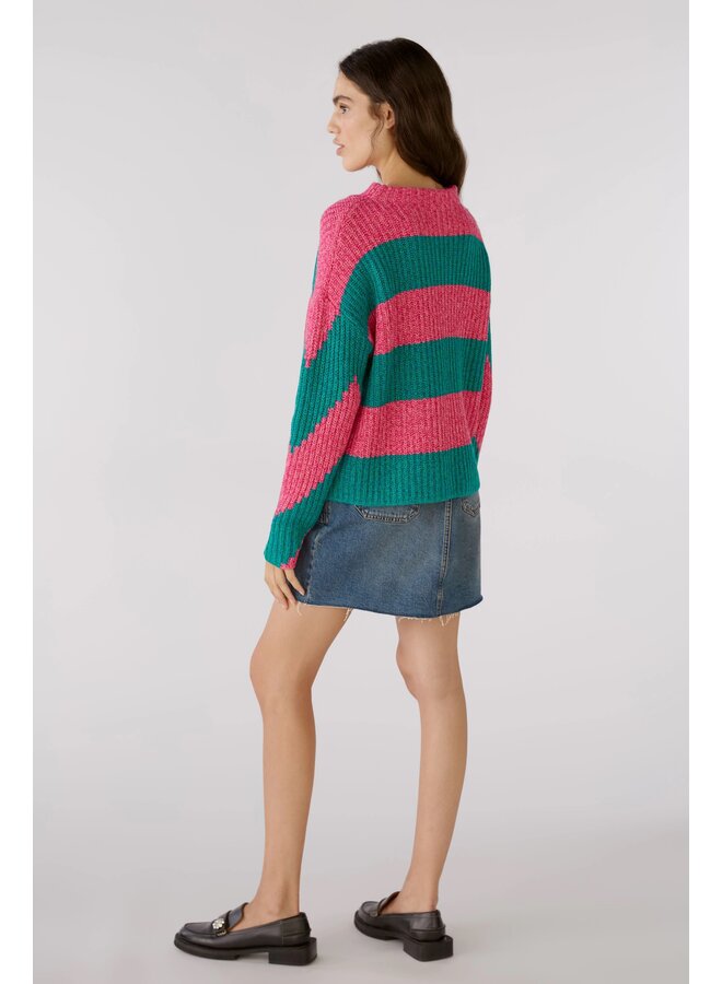 PINK/GREEN CHEVRONS SWEATER