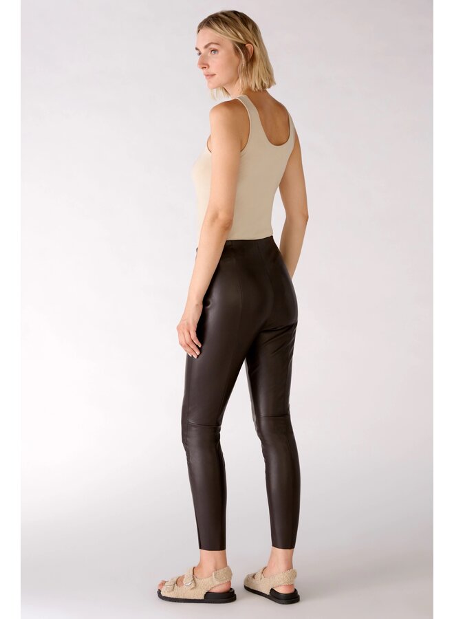 LEATHER-EFFECT BROWN LEGGINGS