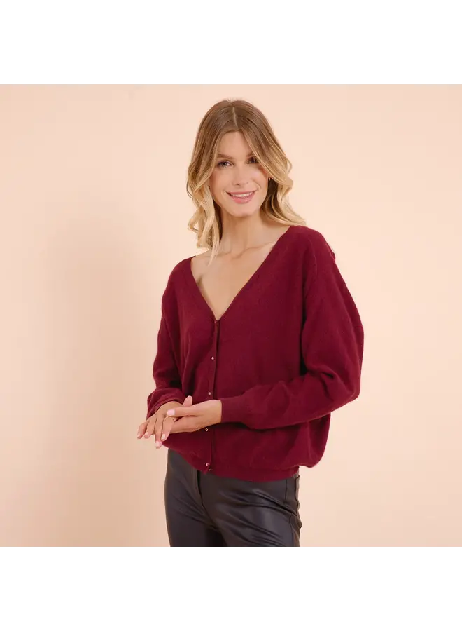 ALESSIA BURGUNDY CARDIGAN