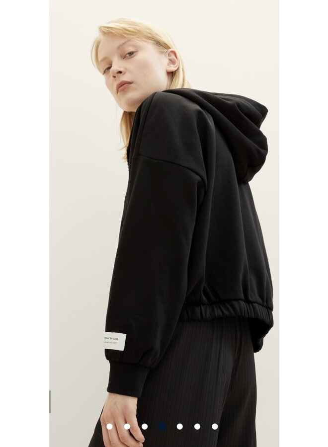 HOODIE NOIR TAILLE ÉLASTIQUE