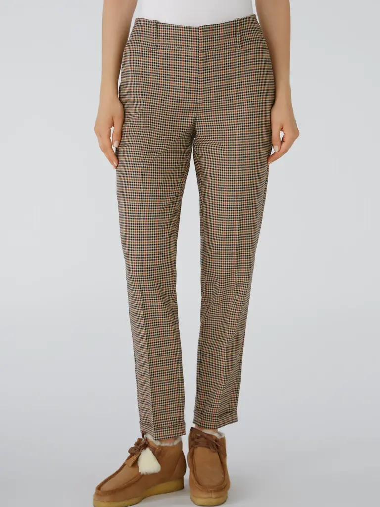 OUI CAMEL CHECK TROUSERS