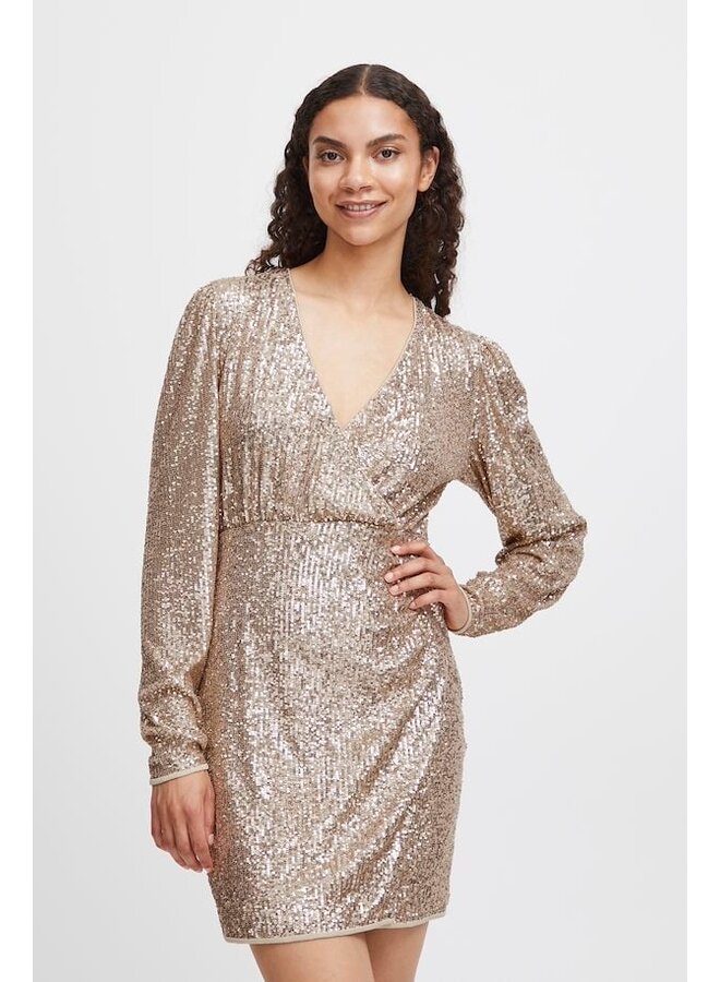 SOLIA GOLDEN SEQUINS WRAP DRESS