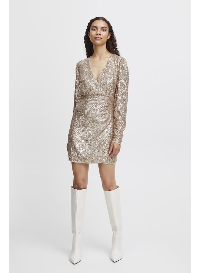 SOLIA GOLDEN SEQUINS WRAP DRESS