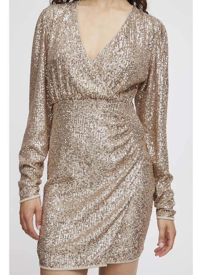 SOLIA GOLDEN SEQUINS WRAP DRESS