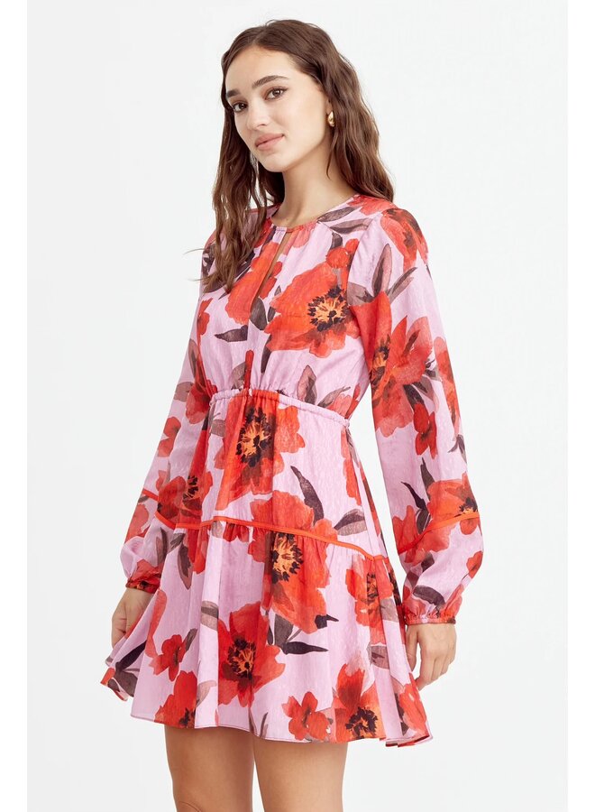 ROBE GR. FLEURS ROSE/ROUGE