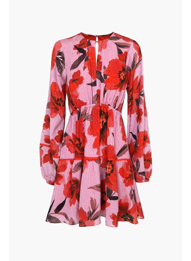 ROBE GR. FLEURS ROSE/ROUGE