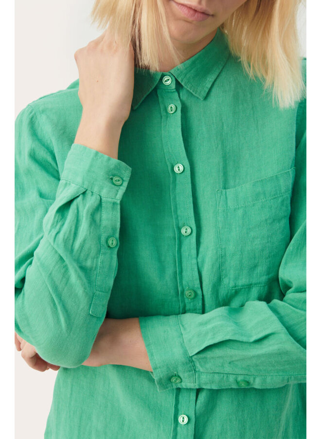 KIVAS GREEN LINEN BLOUSE