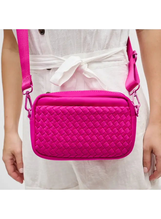 FUSHIA NEOPRENE BRAIDED BAG