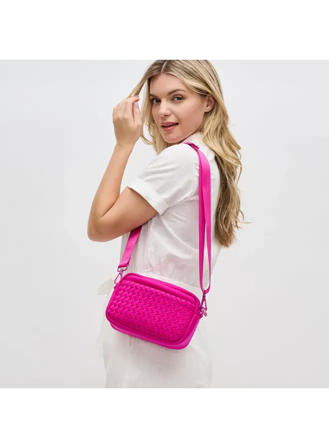 FUSHIA NEOPRENE BRAIDED BAG