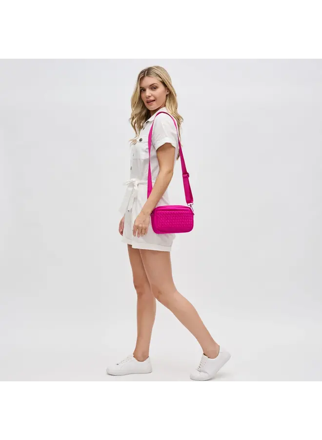 FUSHIA NEOPRENE BRAIDED BAG