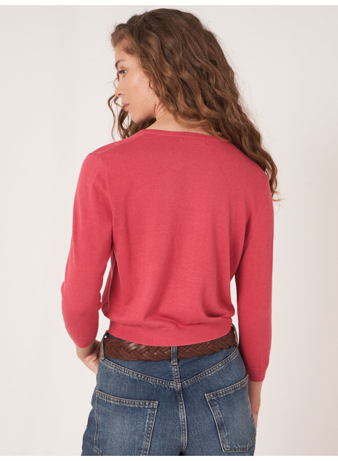 CARDIGAN MCH 3/4 FRAISE