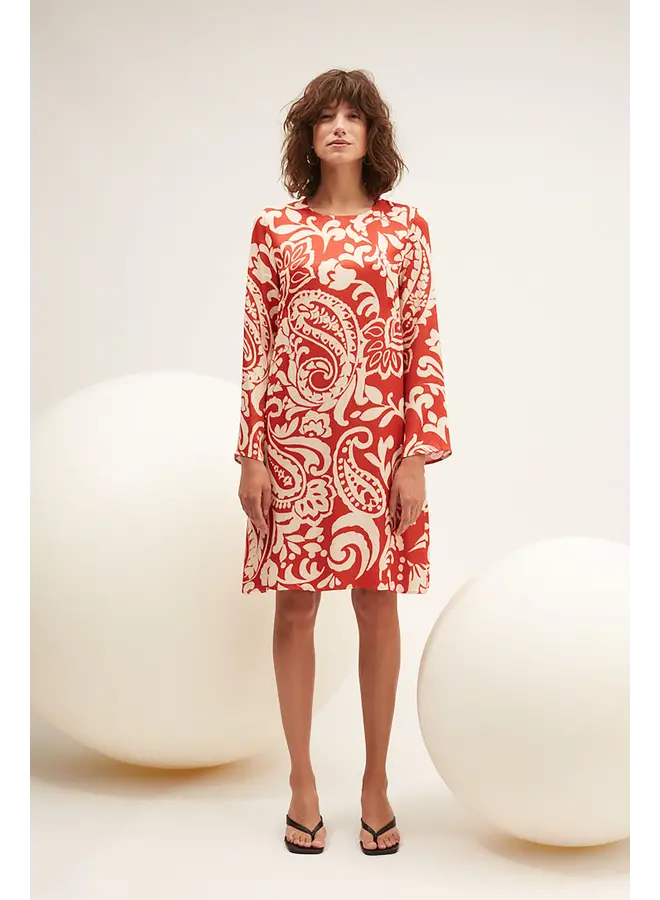 ROBE PAISLEY ROUGE/BEIGE