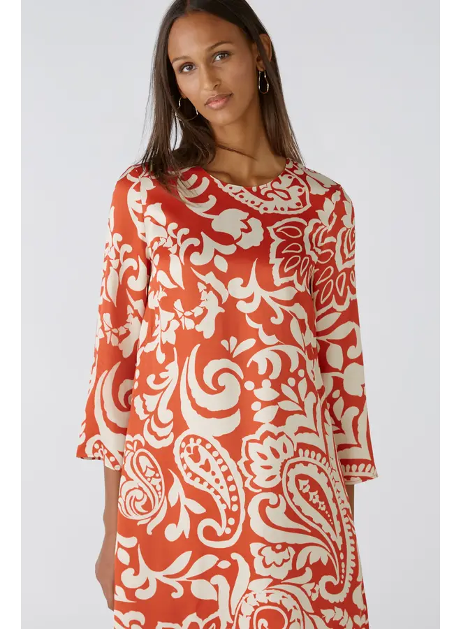 RED/BEIGE PAISLEY DRESS