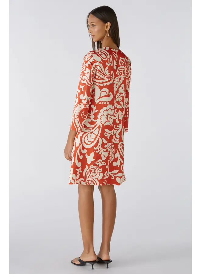 RED/BEIGE PAISLEY DRESS