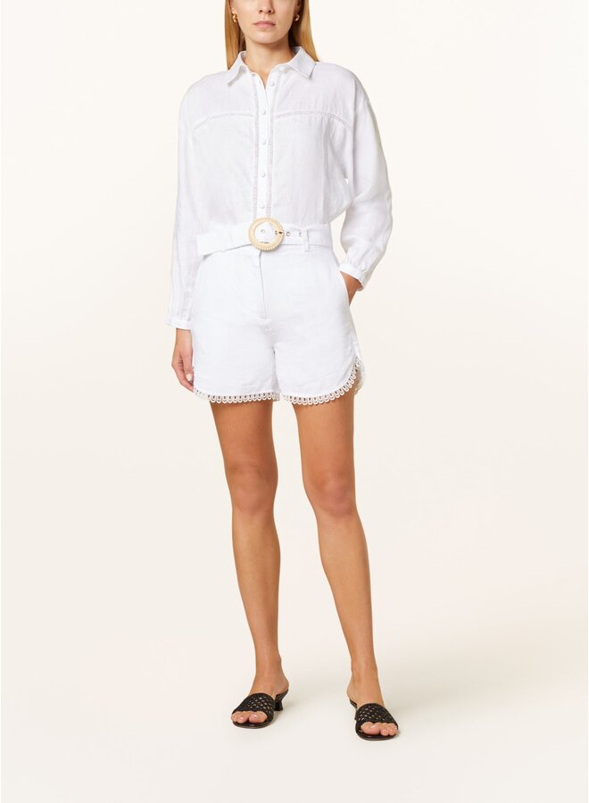 WHITE LINEN SHORTS