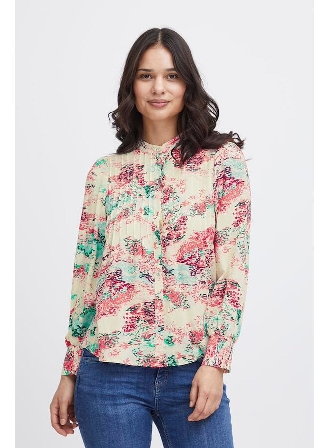 RED/BLUE PATTERNED BLOUSE